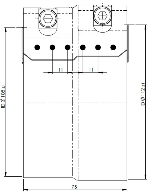 FlexFit Clamp, Ø=110-115 / L=75,  ALU